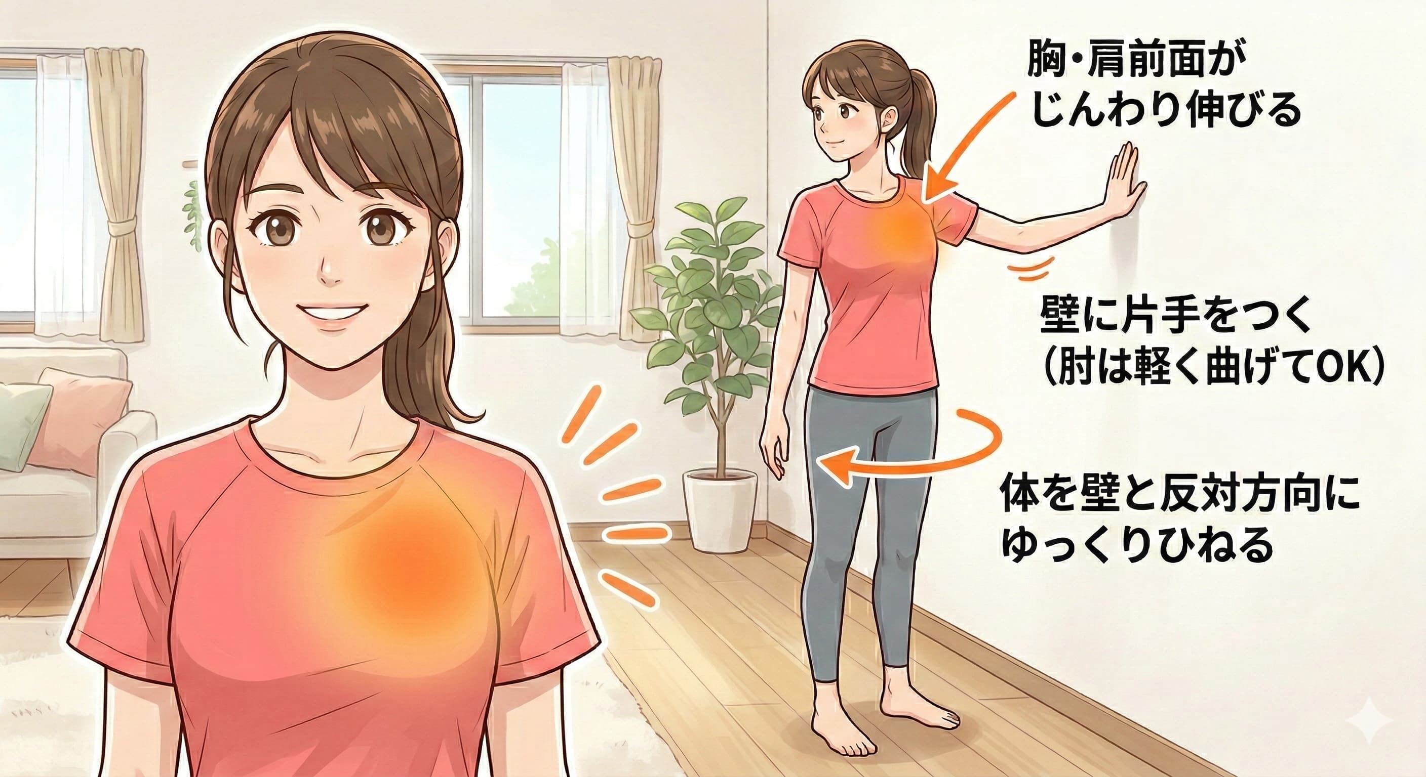 胸・肩まわりのストレッチのやり方