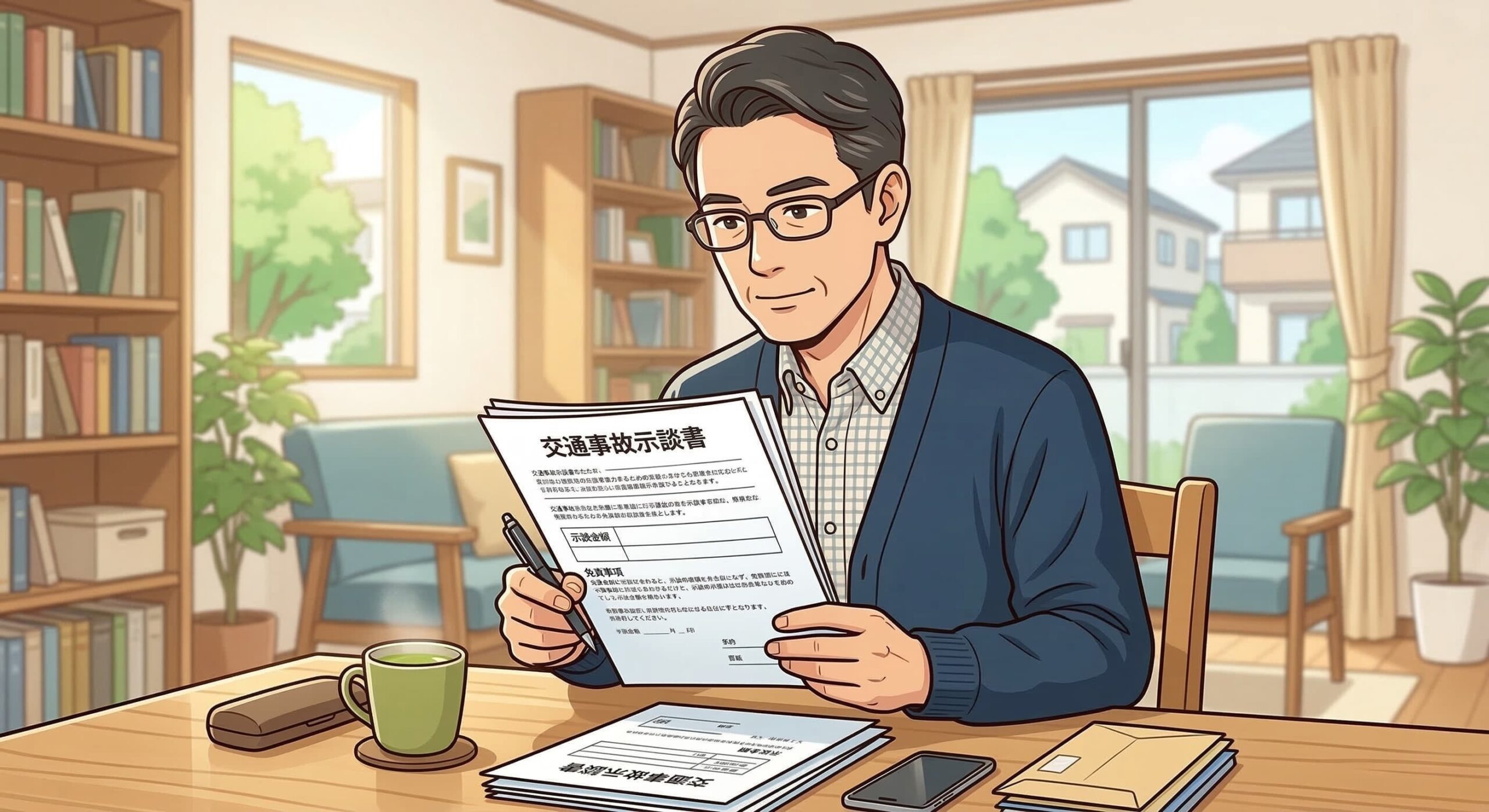 交通事故の示談書を確認するイメージ