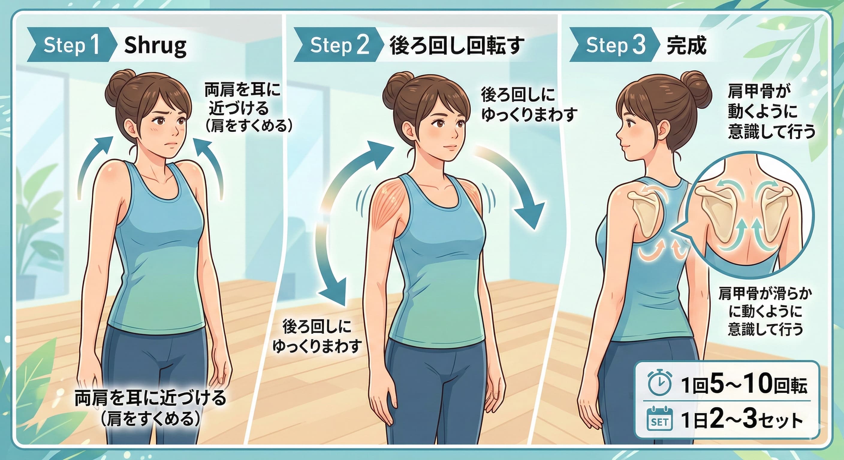 肩甲骨まわしの体操のやり方